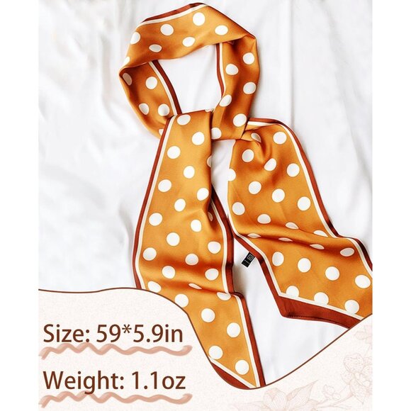 Women's Ginger and White Fashion Oblique Angle Silk Neck Scarf Printed Scarves - Picture 2 of 6